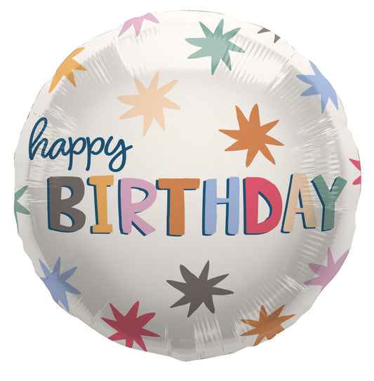 Starburst Folieballon Happy Birthday