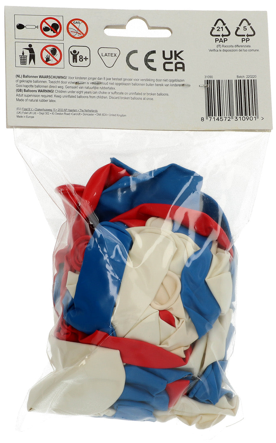 Latex Ballonnen Rood-Wit-Blauw