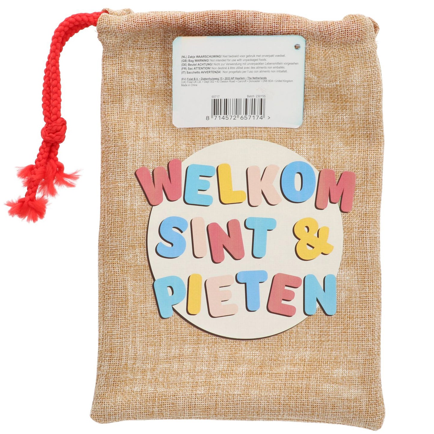 Jute Uitdeelzakje Sint en Pieten