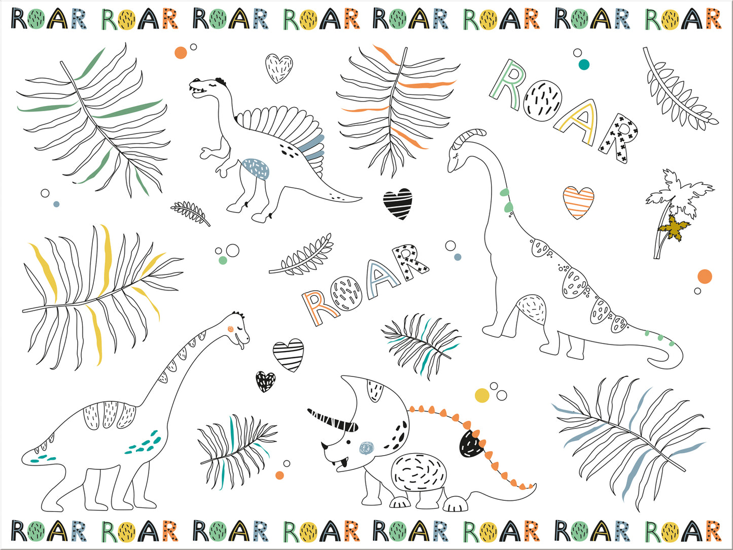 Dino Roars Inkleur Placemat