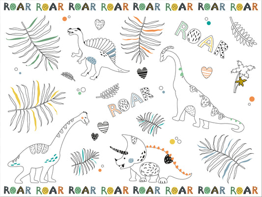 Dino Roars Inkleur Placemat